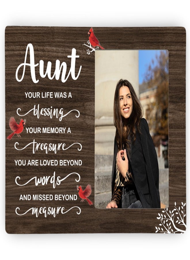 CAIFZ Aunt Memorial Wooden Picture Frame, In Loving Memory Remembrance Photo Frame Gifts for Aunt, Bereavement Sympathy Wooden Frame for Loss of Aunt, 4x6 inch Photo - Image 1